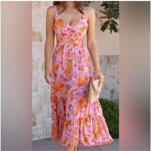 Floral Pink and Orange Dress